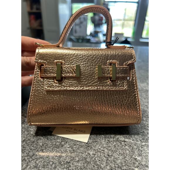Rare Teddy Blake Ava 6" Micro Handbag – Oro Rosa Gold Leather – NWT - Picture 1 of 7